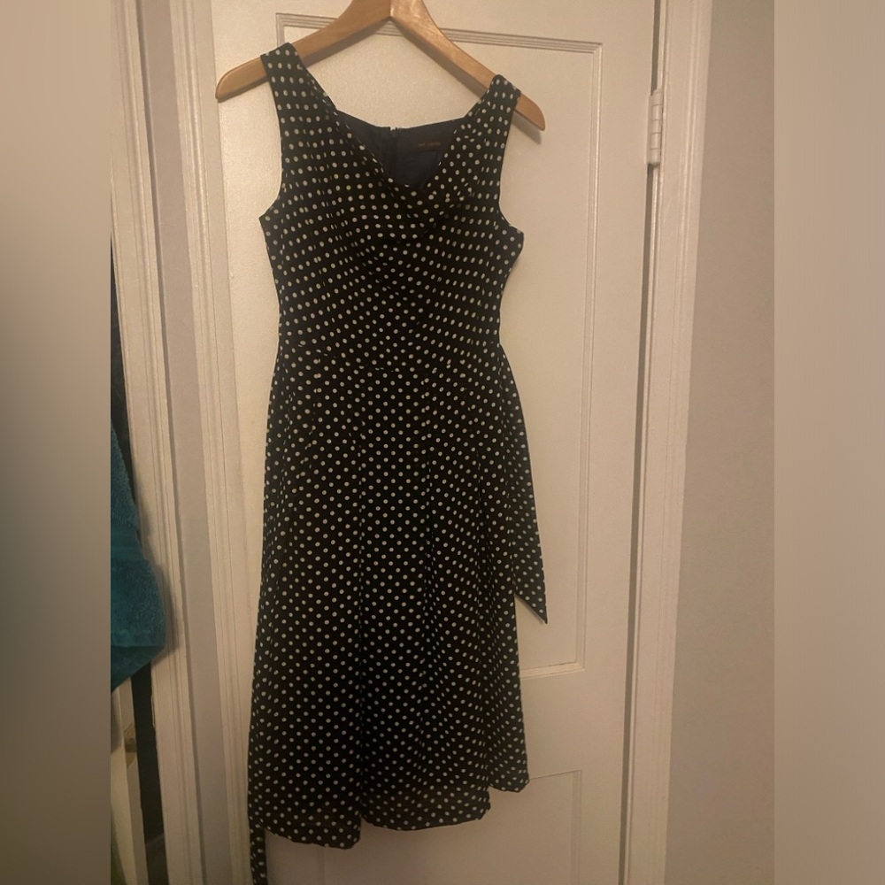 The limited black polkadot chiffon midi dress